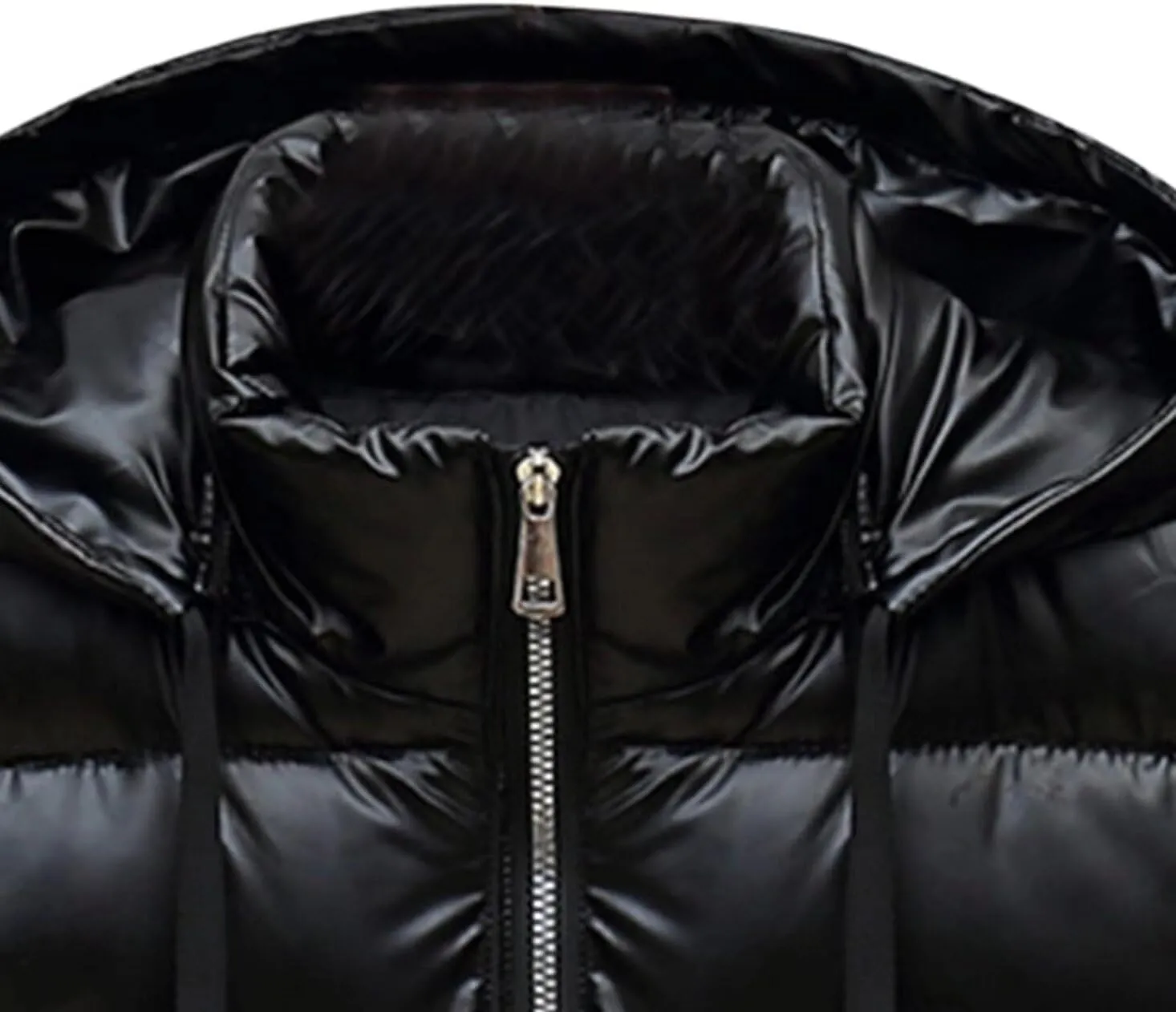 Hooded Puffer Vest for Women High Collar Shiny Puffer Vest Winter Zip Up Sleeveless Down Puffer Jacket