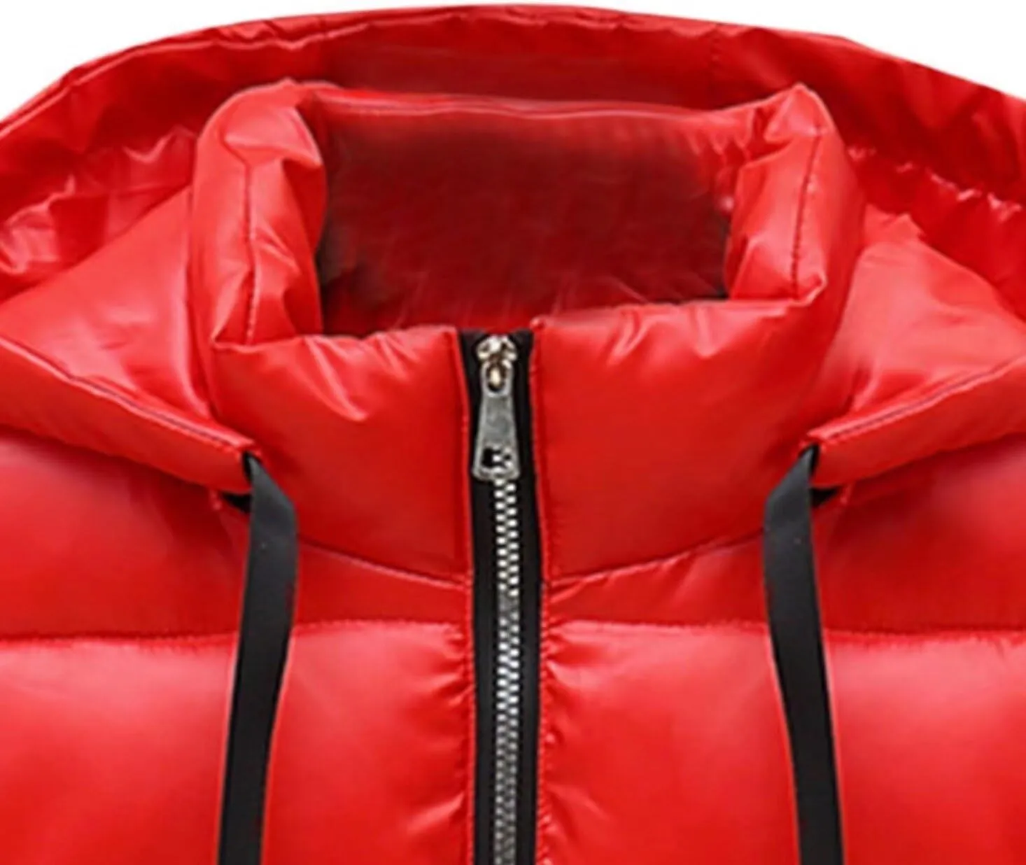 Hooded Puffer Vest for Women High Collar Shiny Puffer Vest Winter Zip Up Sleeveless Down Puffer Jacket