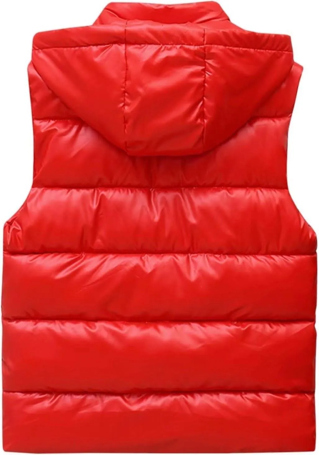 Hooded Puffer Vest for Women High Collar Shiny Puffer Vest Winter Zip Up Sleeveless Down Puffer Jacket