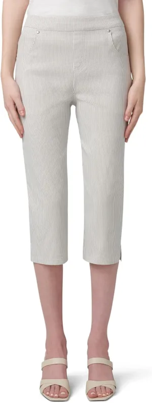 HUE Women's Stripe Pull on Pants Cigarette Skimmer Pedal Pusher Length