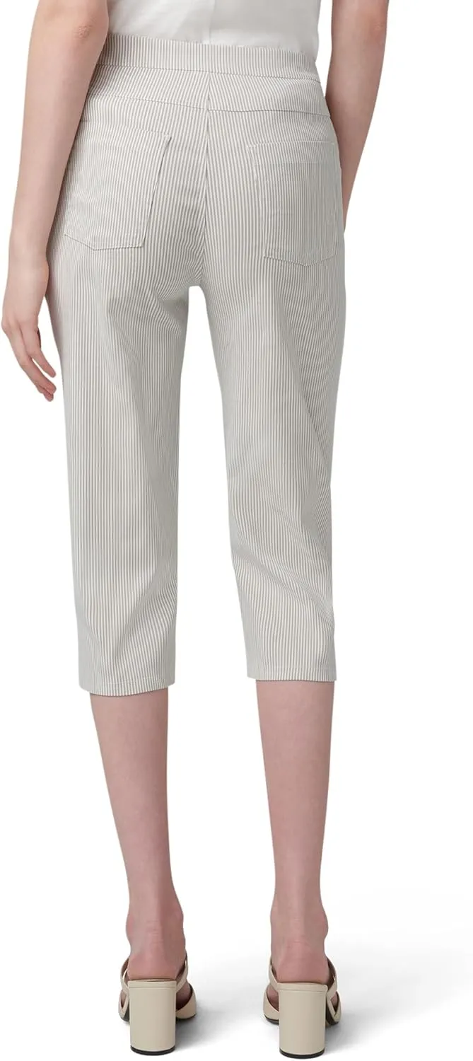 HUE Women's Stripe Pull on Pants Cigarette Skimmer Pedal Pusher Length