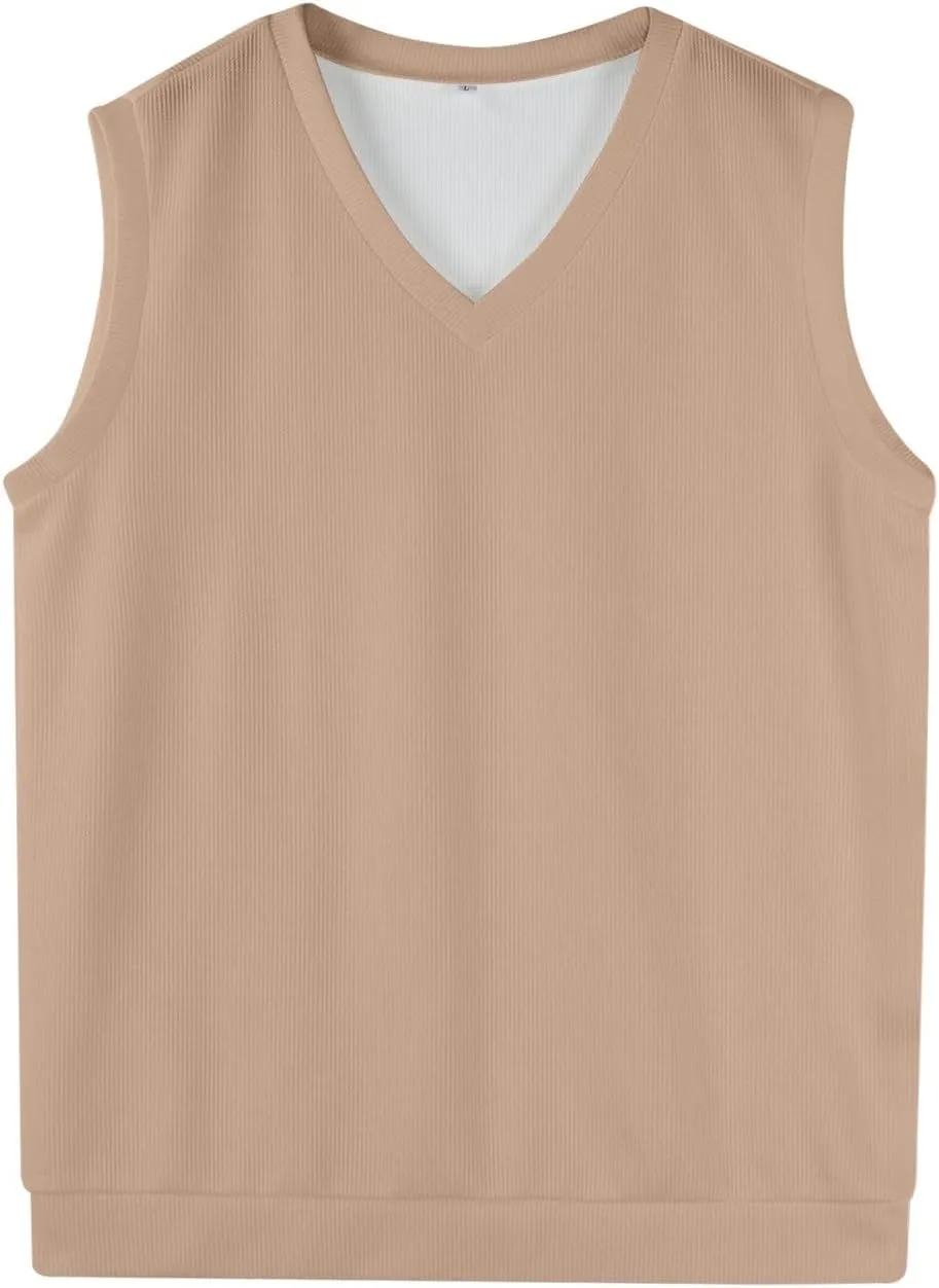 HXHYQKP Mens Sweater Vest Business Work V Neck Sleeveless Pullover Slim Fit Casual Knitwear Tops