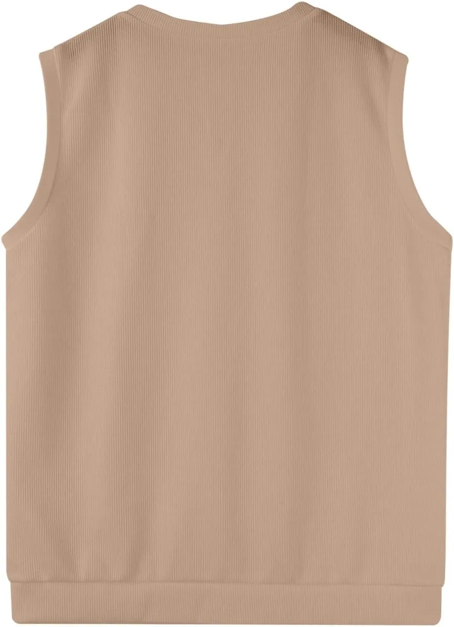 HXHYQKP Mens Sweater Vest Business Work V Neck Sleeveless Pullover Slim Fit Casual Knitwear Tops