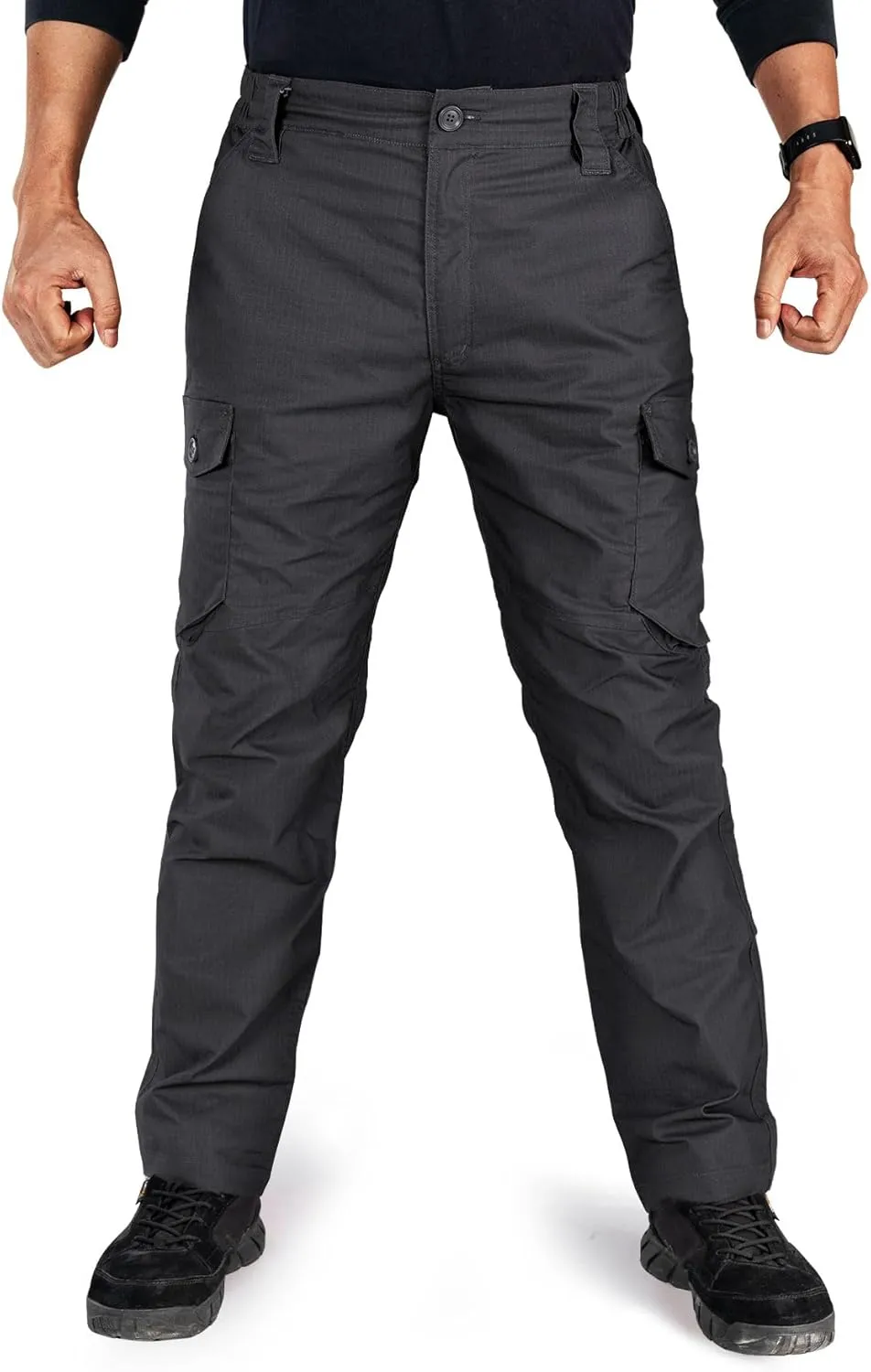 IDOGEAR Men's Flex Tactical Cargo Pants Lightweight Water Resistant Ripstop Stretch Casual Trousers Everyday Basic Pants