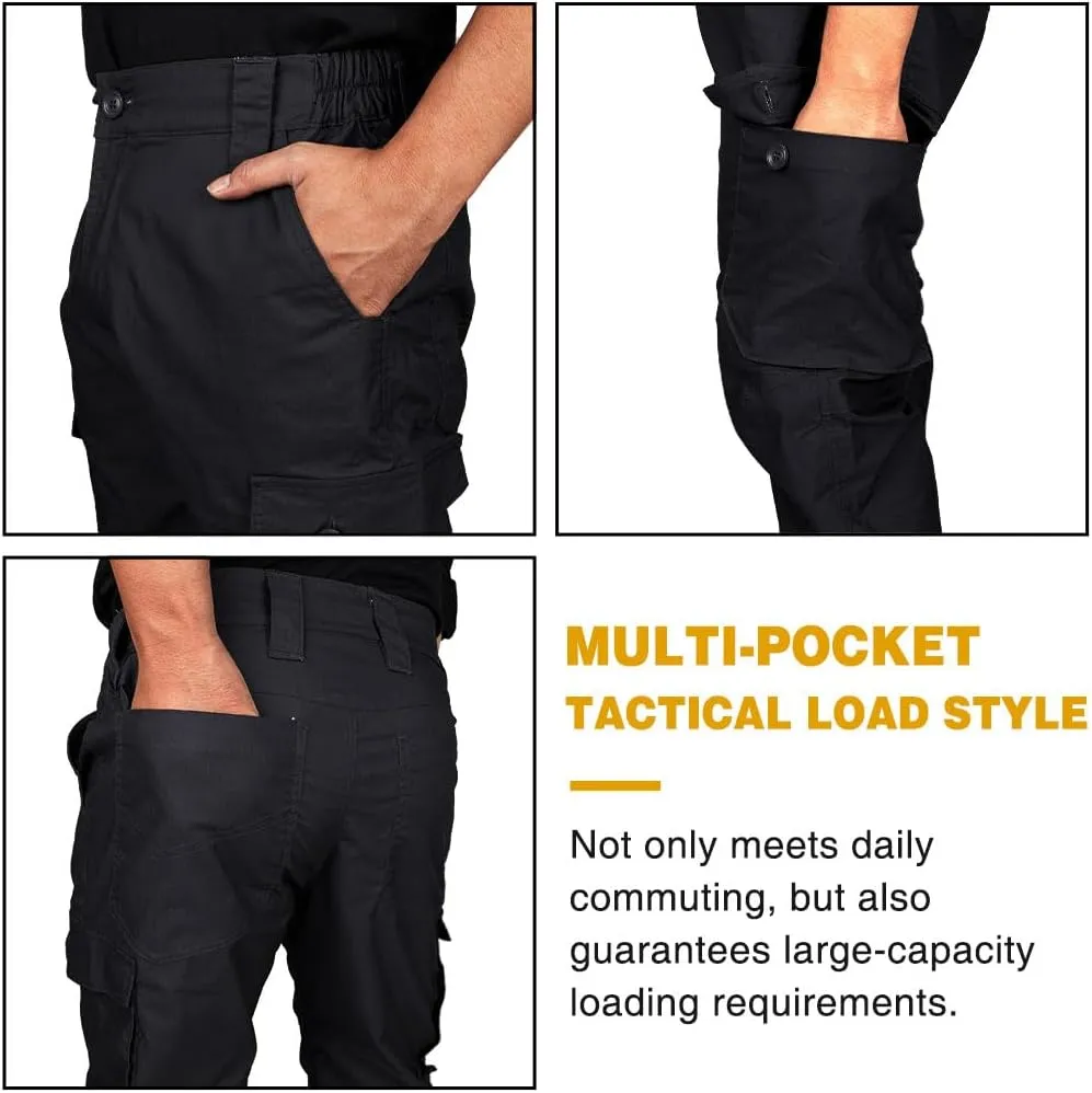 IDOGEAR Men's Flex Tactical Cargo Pants Lightweight Water Resistant Ripstop Stretch Casual Trousers Everyday Basic Pants
