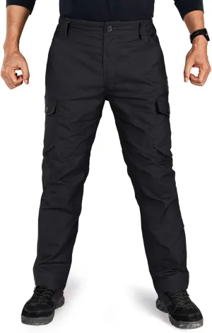 IDOGEAR Men's Flex Tactical Cargo Pants Lightweight Water Resistant Ripstop Stretch Casual Trousers Everyday Basic Pants