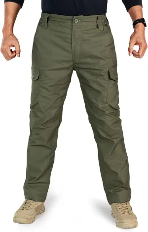 IDOGEAR Men's Flex Tactical Cargo Pants Lightweight Water Resistant Ripstop Stretch Casual Trousers Everyday Basic Pants