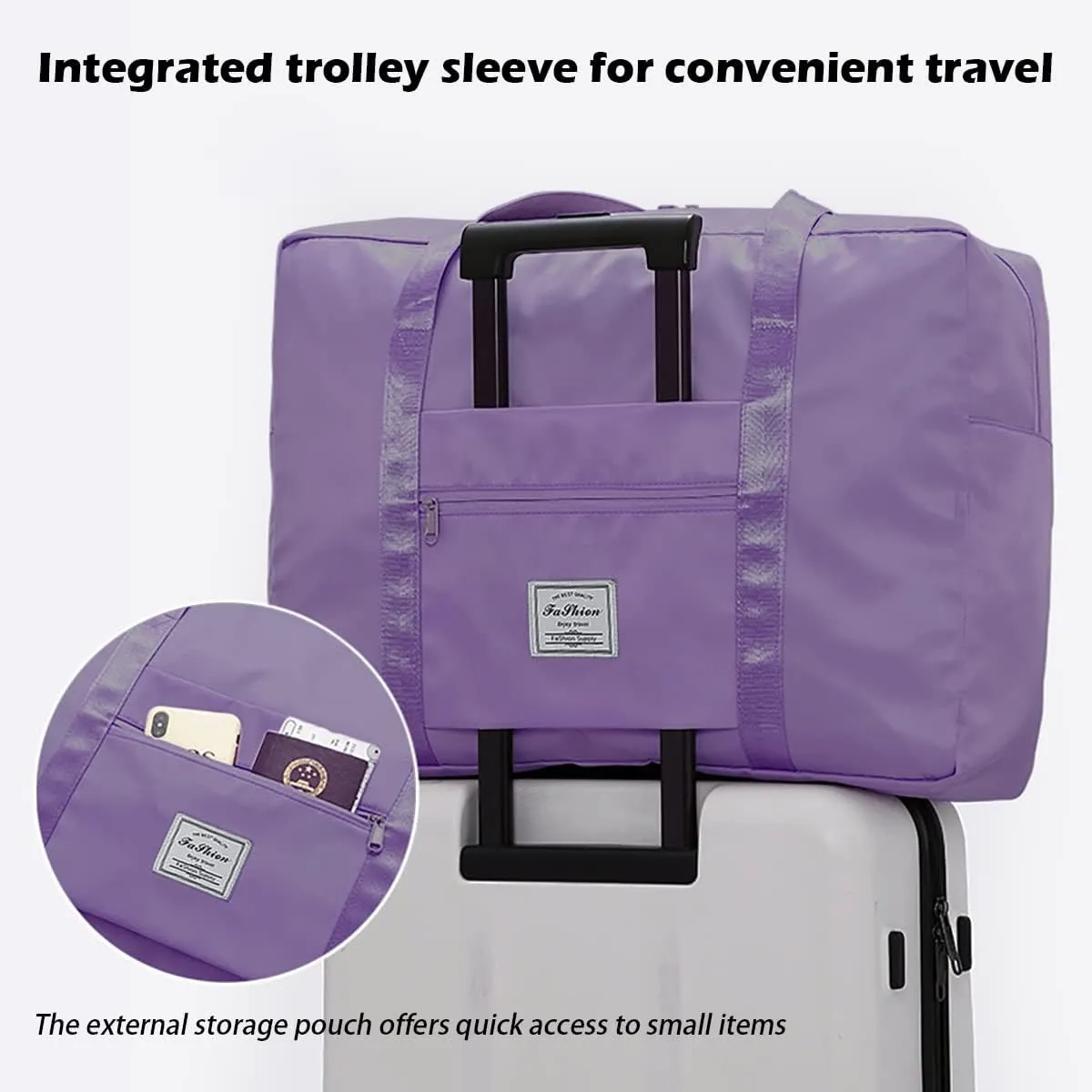 IMCUZUR Purple Travel Duffel Bag, Spirit/Frontier Personal Item, 17x13x6 Inches, Water-Resistant, Durable