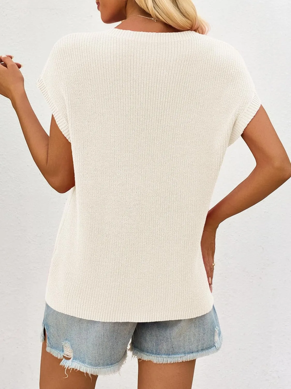 Imily Bela Summer Short Sleeve Sweater for Women 2025 Crew Neck Ribbed Knit Vests Trendy Pullover Tops