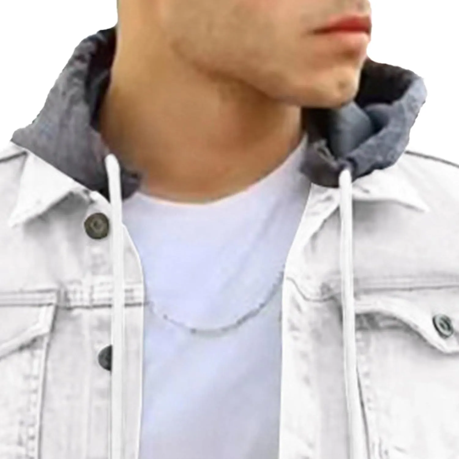 JEShifangjiusu Men'S Denim Hoodie Military Jacket Casual Slim Fit Button Down Jeans Coat Fashion Winter Denim Trucker Jacket