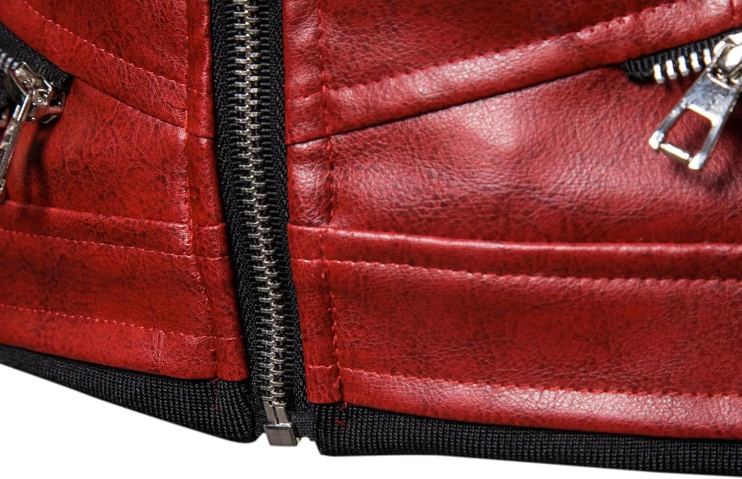 JEShifangjiusu Men'S Removable Fur Collar Jacket Sherpa Lined Zips Faux Leather Jacket Leather Vintage Retro Coat Outwear