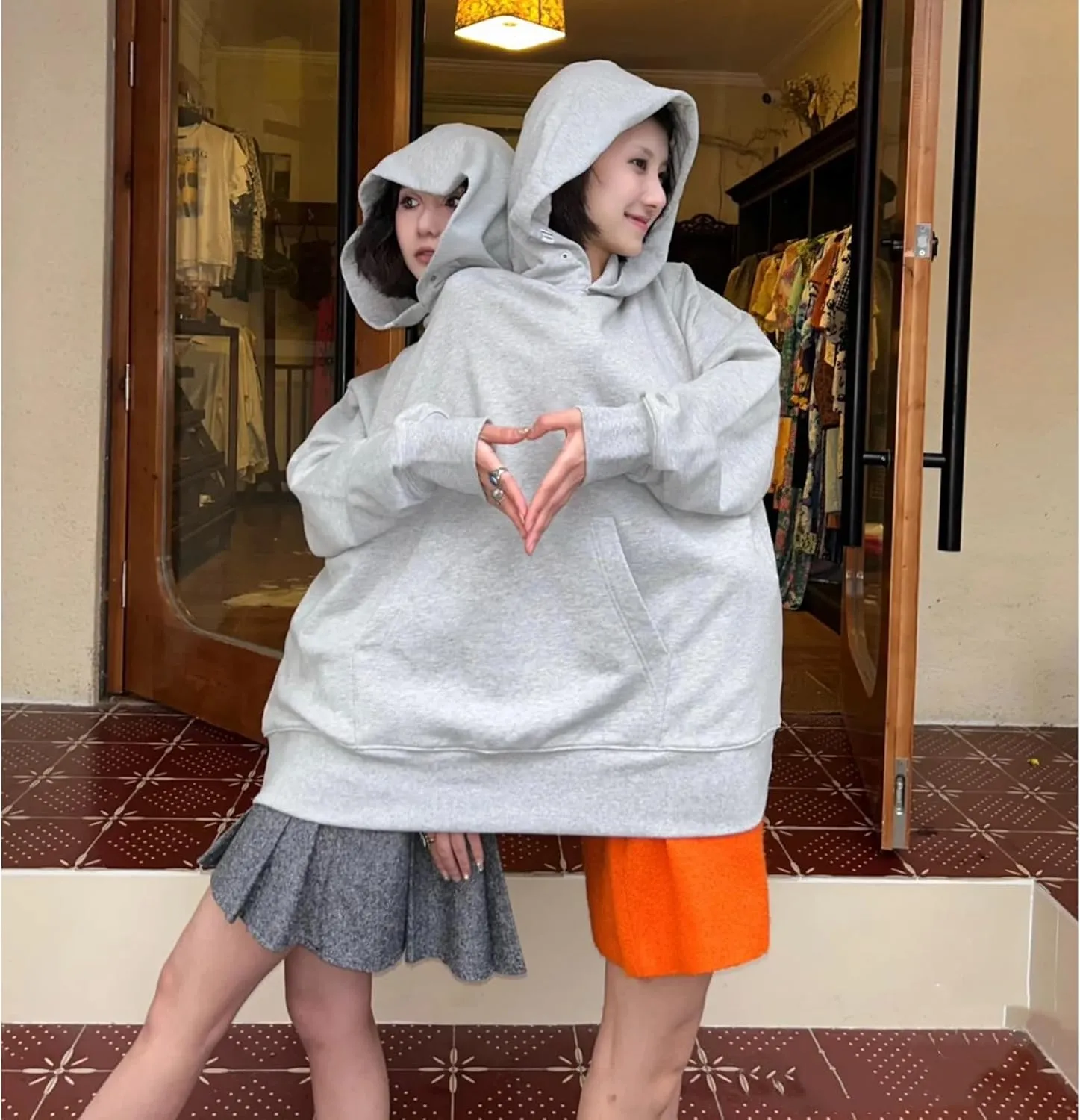 Jongdari Couples Hoodies, Two Person Hoodie Couple Sweaters Funny Matching Hoodies