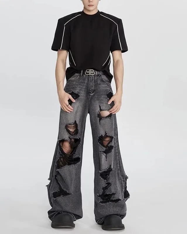 jupkem Men's Baggy Jeans Y2k Goth Wide Leg with Multiple Pockets Women Fashion 90s Hiphop Cargo Pants Y2k Harajuku Streetwear