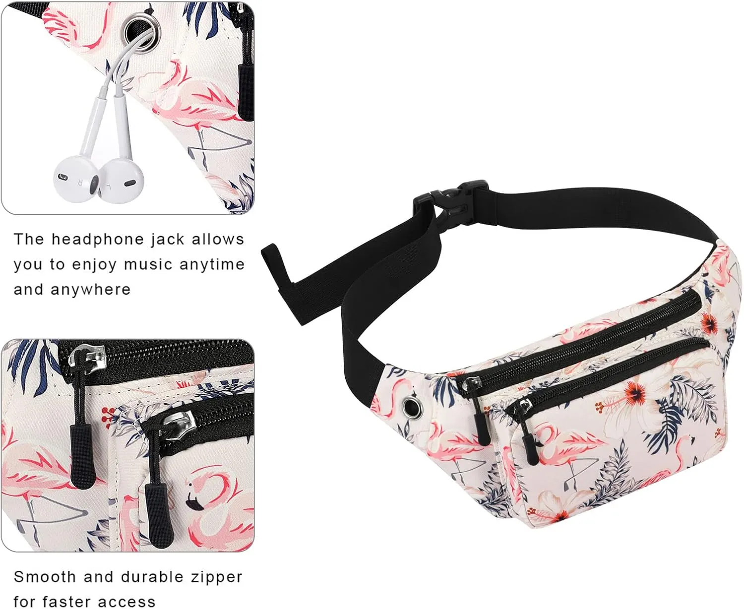 KAMO Fanny Pack, Waist Bag Sling Backpack Water Resistant Durable Polyester Small Waist Bag