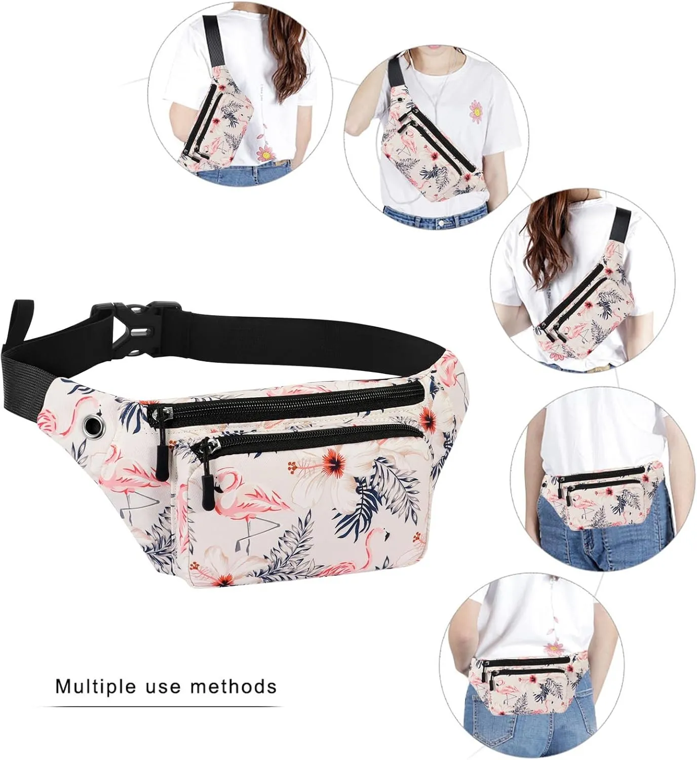 KAMO Fanny Pack, Waist Bag Sling Backpack Water Resistant Durable Polyester Small Waist Bag