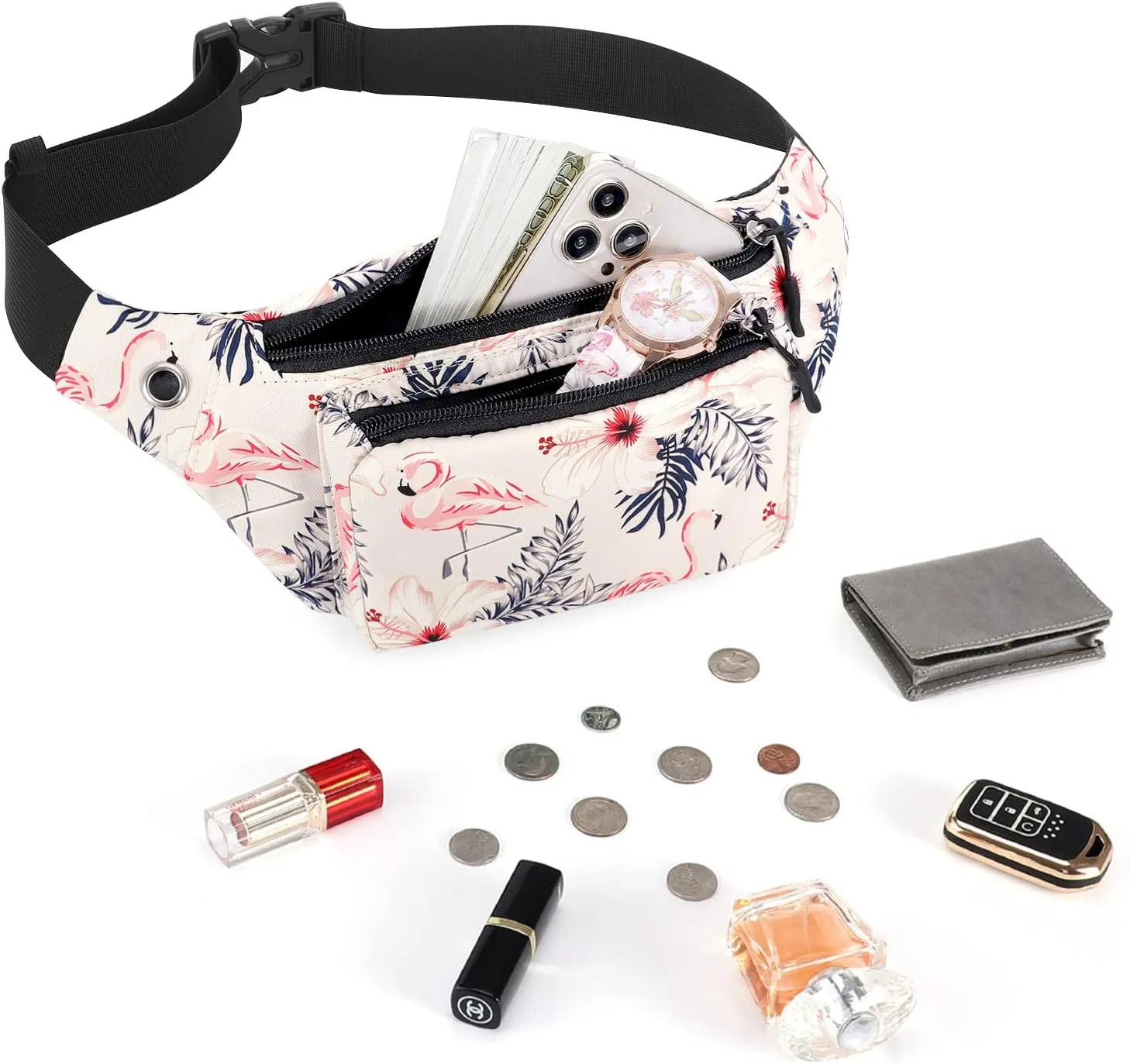 KAMO Fanny Pack, Waist Bag Sling Backpack Water Resistant Durable Polyester Small Waist Bag