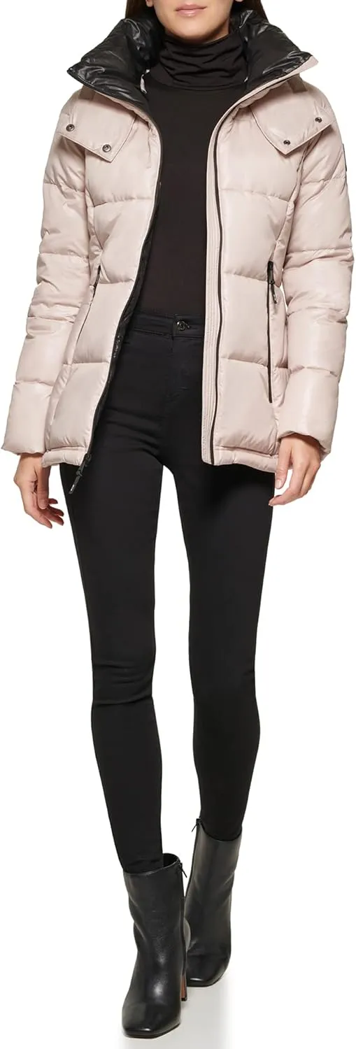 Kenneth Cole Women's Heavy Weight Stand Collar Down Puffer Jacket