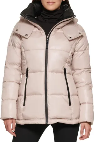 Kenneth Cole Women's Heavy Weight Stand Collar Down Puffer Jacket