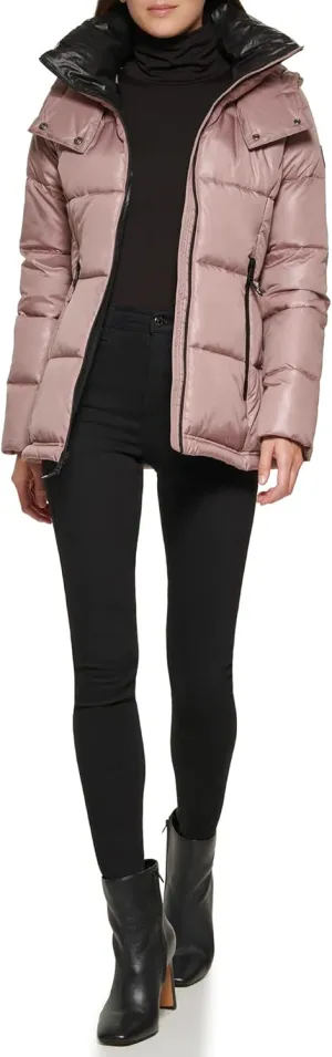 Kenneth Cole Women's Heavy Weight Stand Collar Down Puffer Jacket