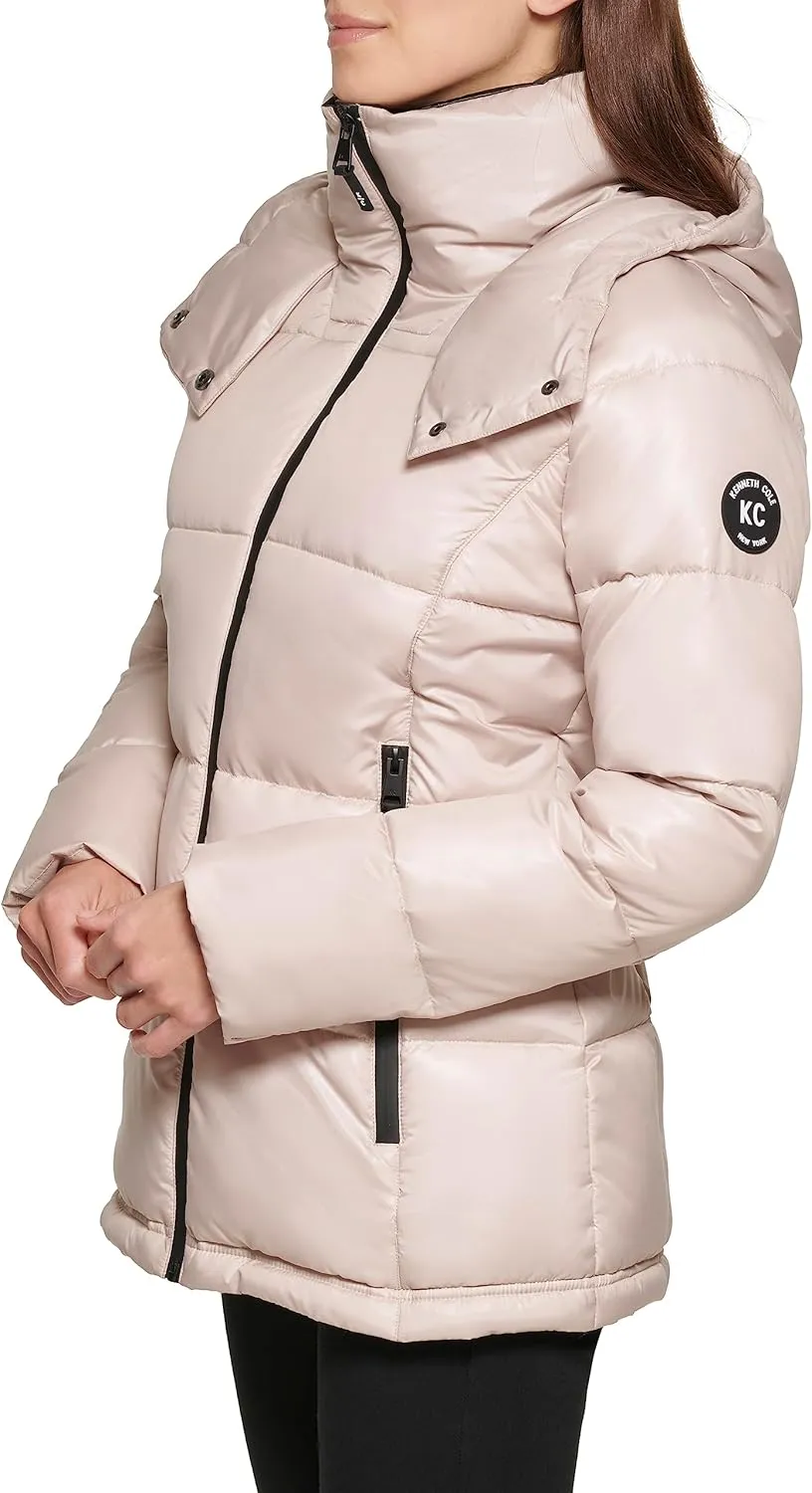 Kenneth Cole Women's Heavy Weight Stand Collar Down Puffer Jacket