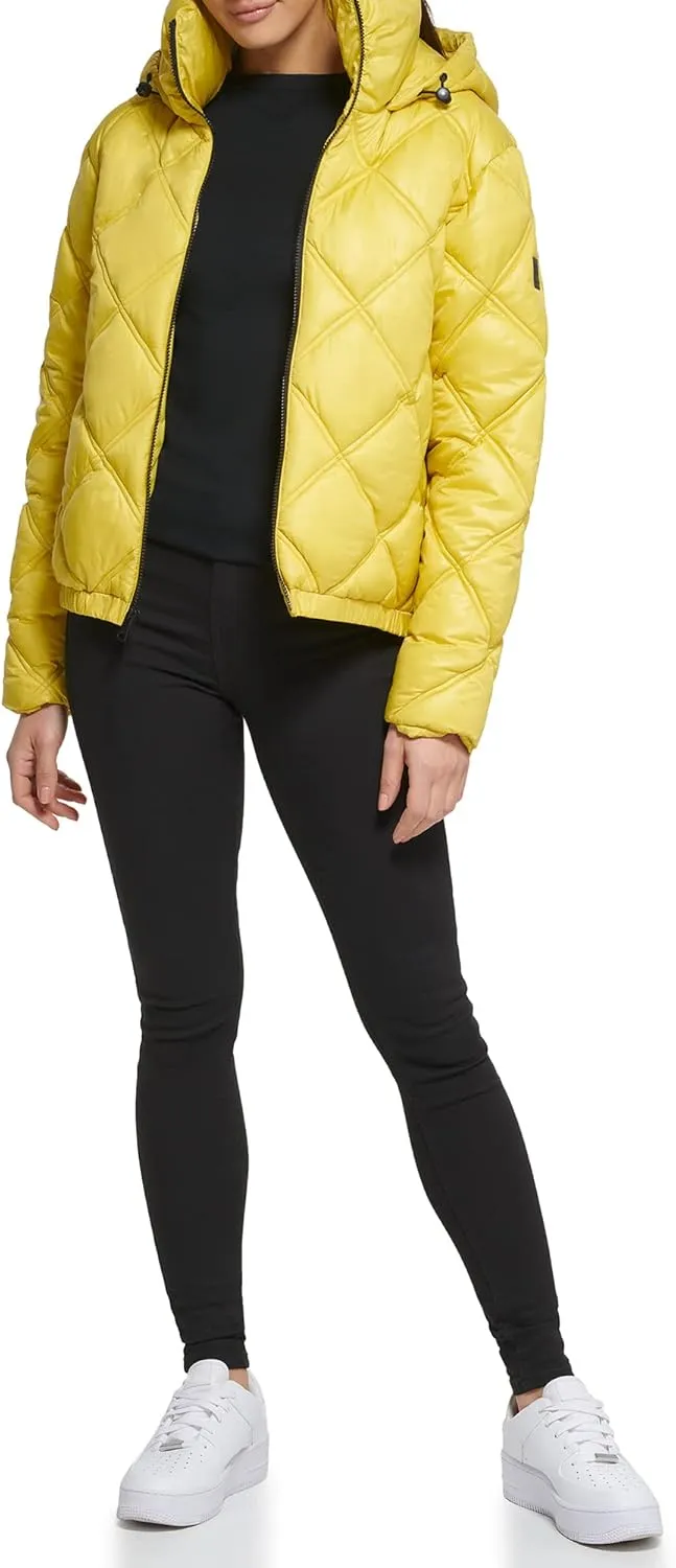 Kenneth Cole Women's Mixed Quilted Down Alternative Puffer Coat