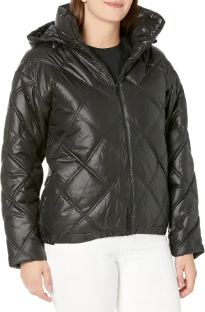 Kenneth Cole Women's Mixed Quilted Down Alternative Puffer Coat