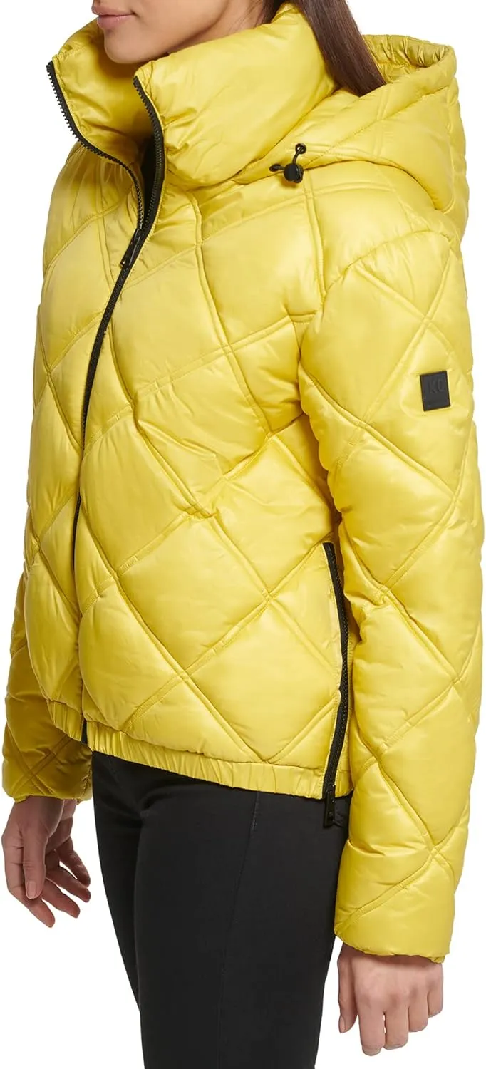 Kenneth Cole Women's Mixed Quilted Down Alternative Puffer Coat