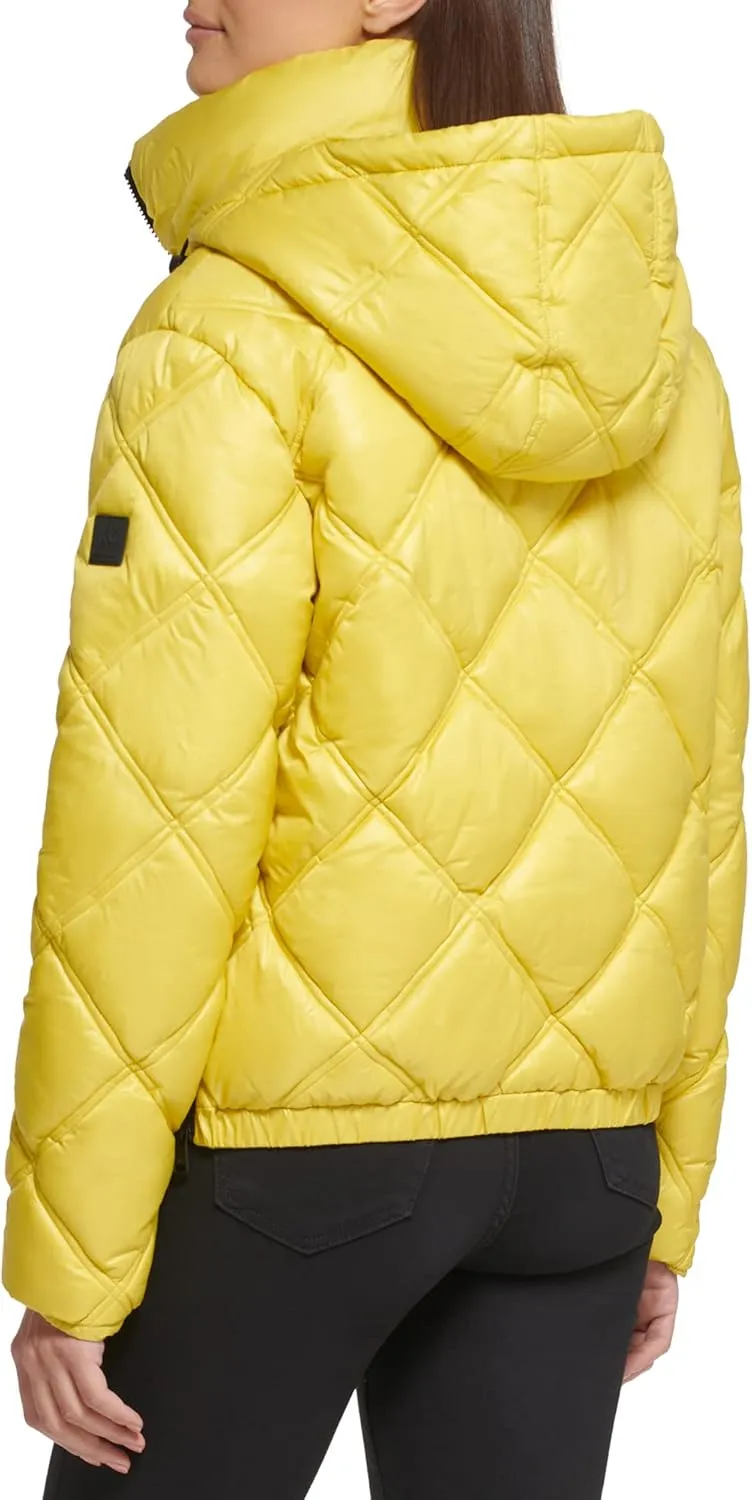 Kenneth Cole Women's Mixed Quilted Down Alternative Puffer Coat