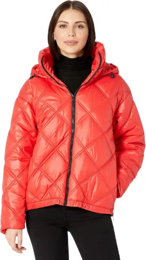 Kenneth Cole Women's Mixed Quilted Down Alternative Puffer Coat