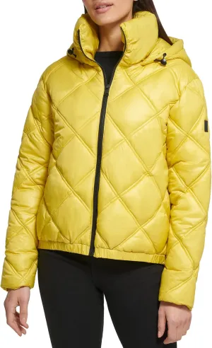 Kenneth Cole Women's Mixed Quilted Down Alternative Puffer Coat