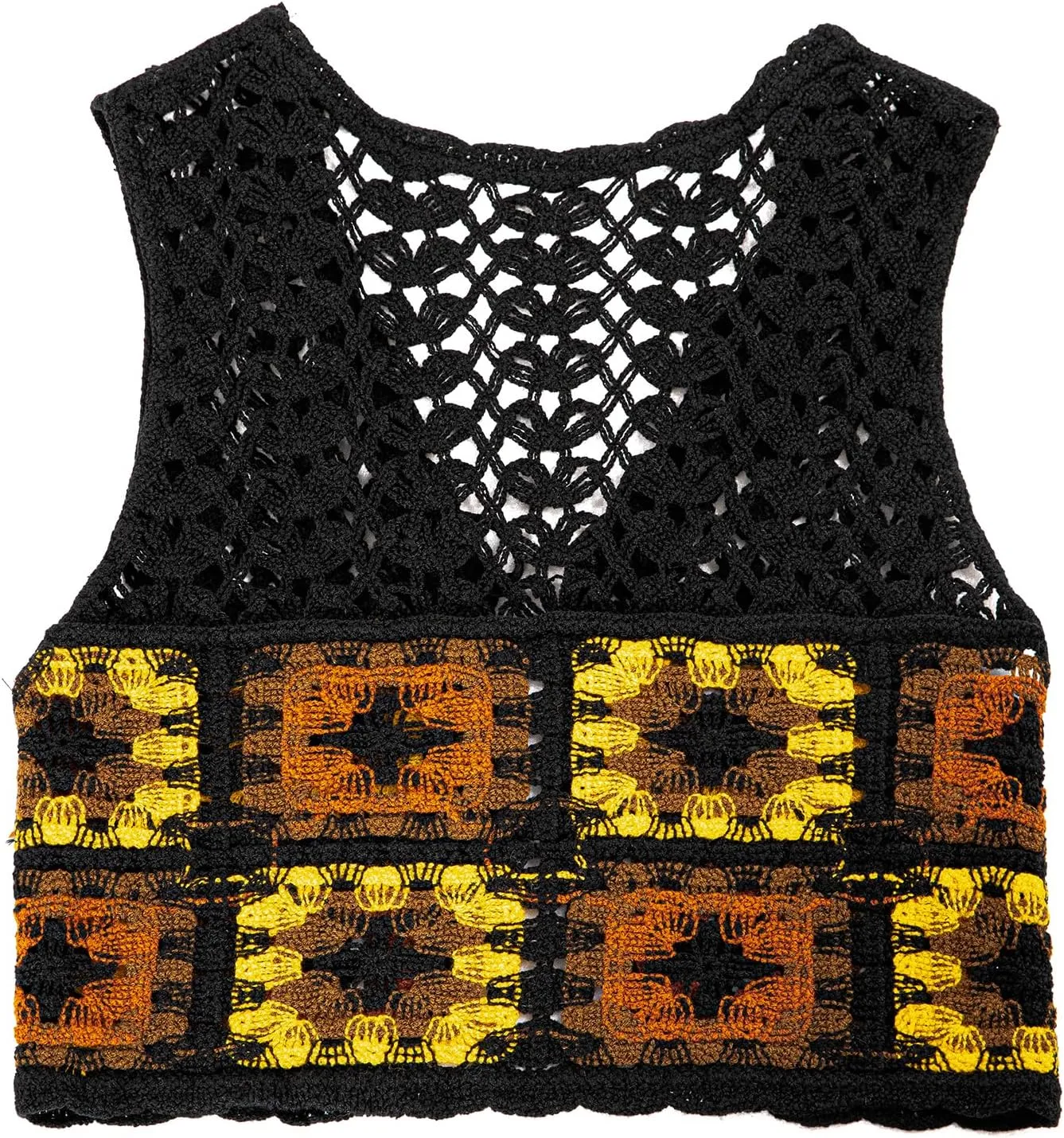 KEOMUD Crochet Floral Sweater Vest for Women Casual V Neck Crop Hollow Out Sleeveless Tie Front Knit Cardigan Vest