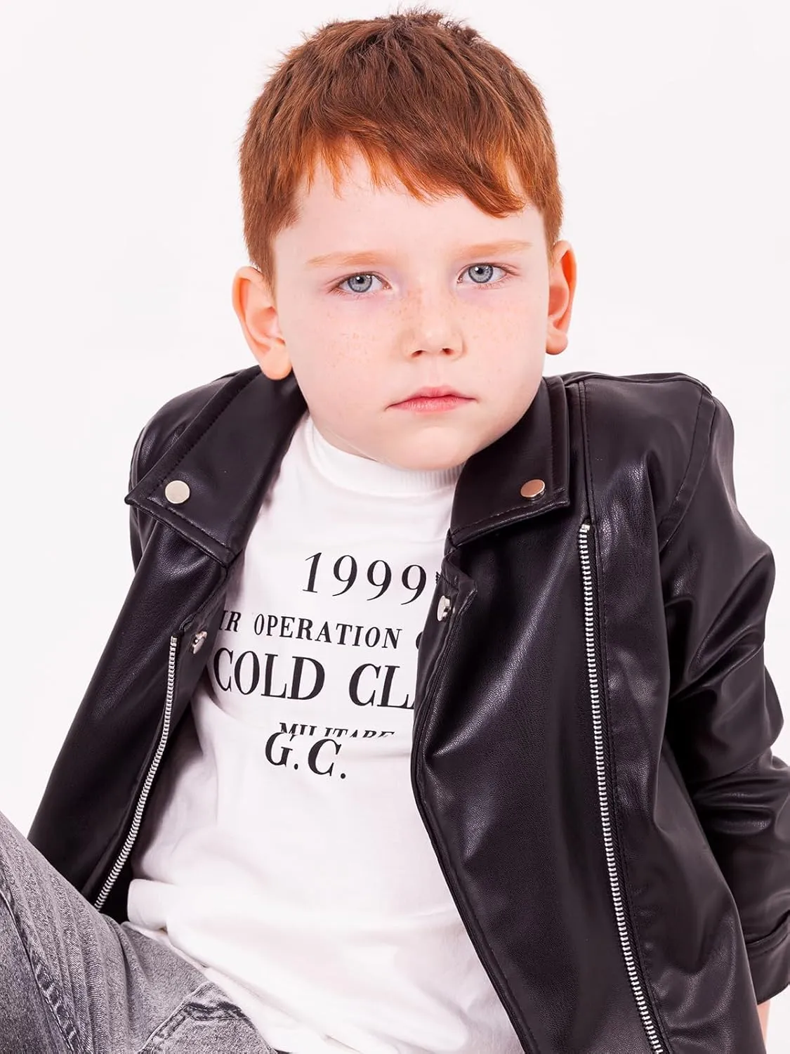 Kids Leather Jacket Unisex, Boys Leather Jacket, Stylish Girls Leather Jacket with Notched Collar