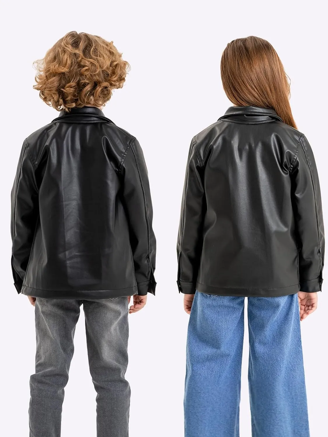 Kids Leather Jacket Unisex, Boys Leather Jacket, Stylish Girls Leather Jacket with Notched Collar