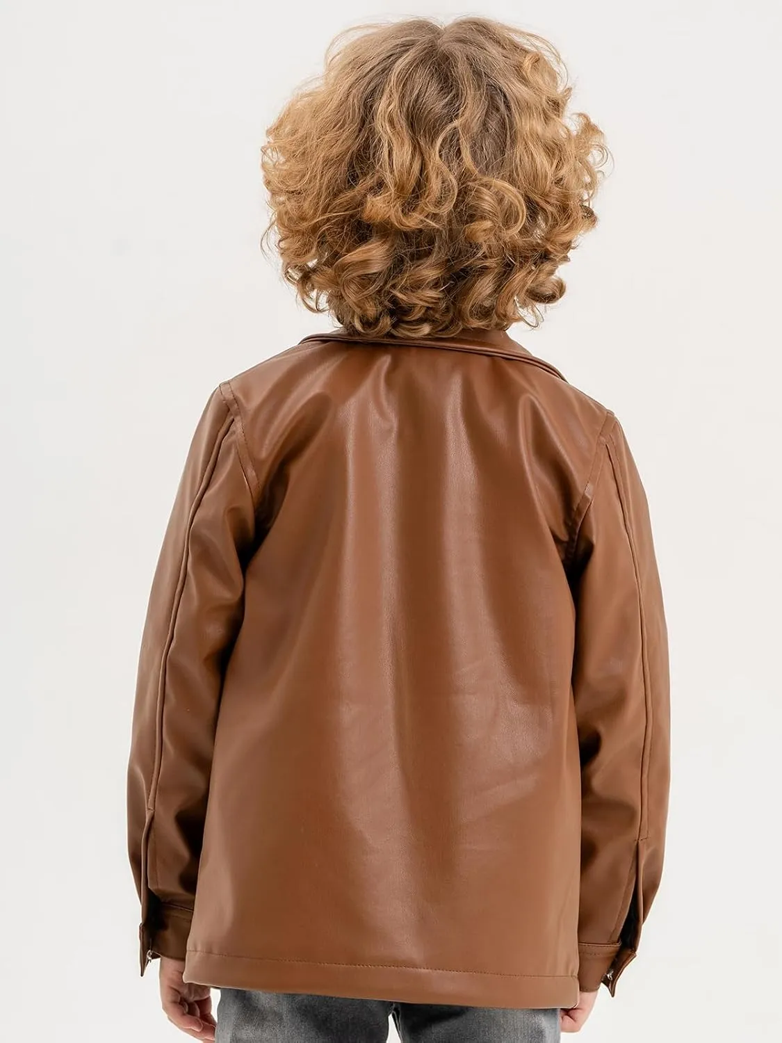 Kids Leather Jacket Unisex, Boys Leather Jacket, Stylish Girls Leather Jacket with Notched Collar