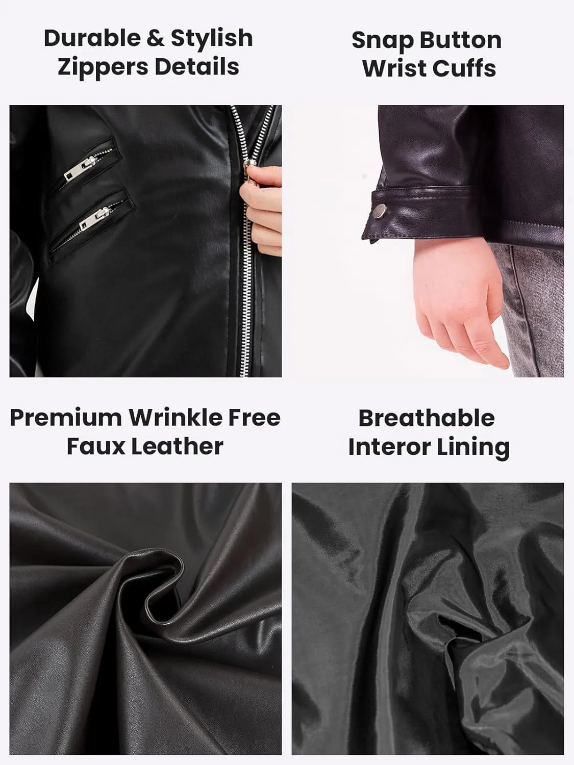 Kids Leather Jacket Unisex, Boys Leather Jacket, Stylish Girls Leather Jacket with Notched Collar