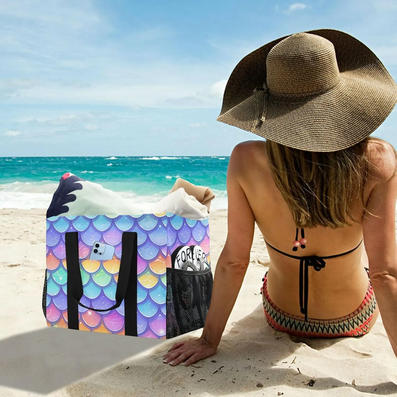 KLL Utility Tote Bag with Handles Foldable Water Resistant Shopping Bags Reusable