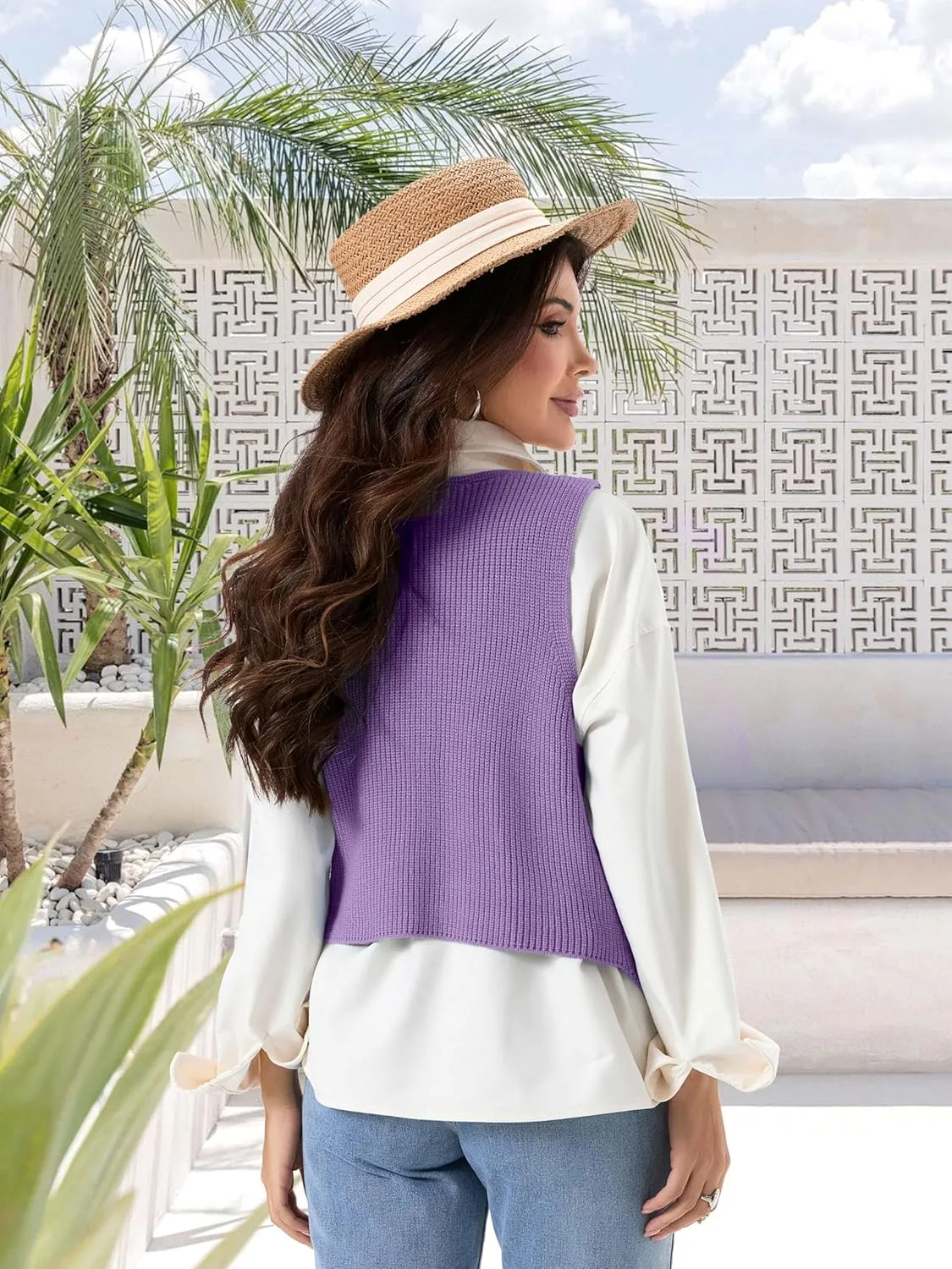 Knit Vest Top for Women Button Up Vest Sweater Y2k Trendy Summer Vest Crochet Going Out Tops Jean Vest