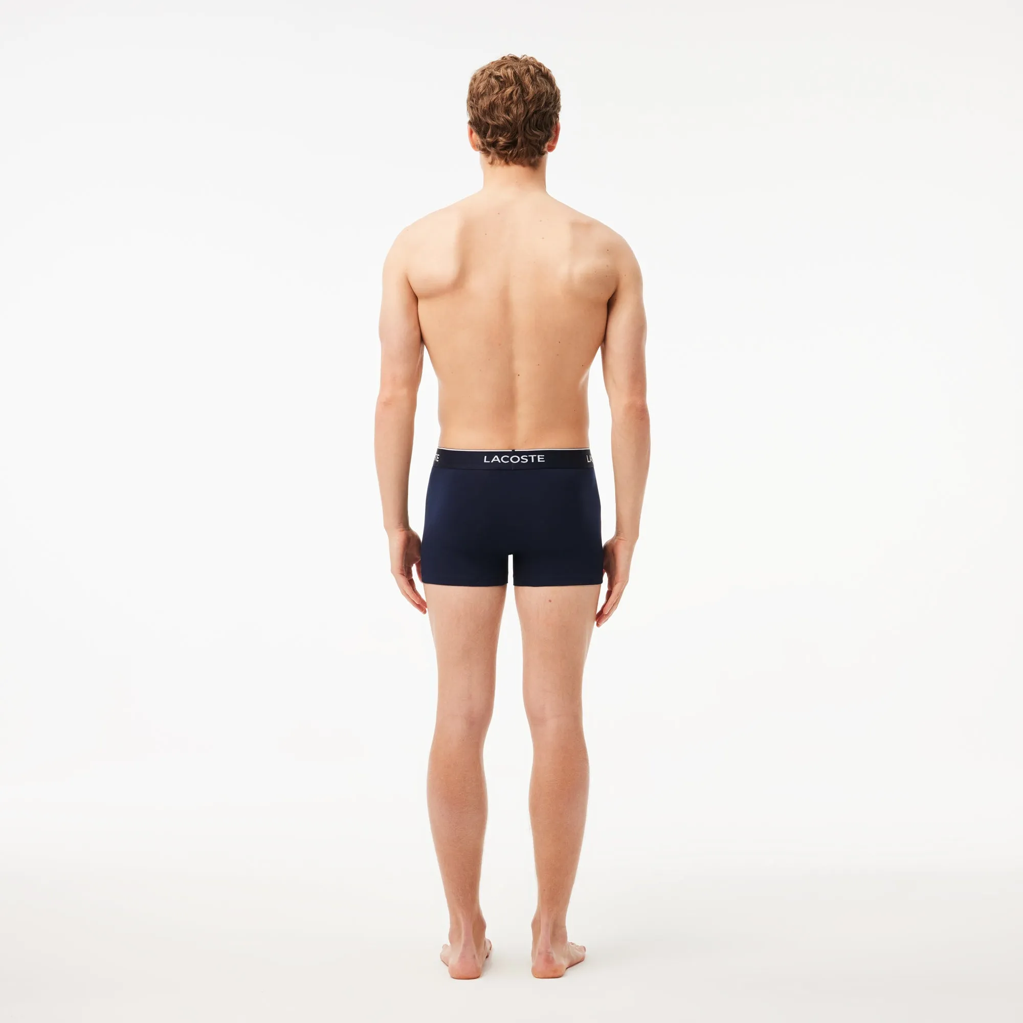 Lacoste 3 Pack Cotton Stretch Trunks - Navy Blue/Green/Red