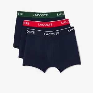 Lacoste 3 Pack Cotton Stretch Trunks - Navy Blue/Green/Red