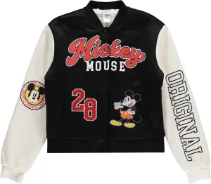 Ladies Mickey Mouse Bomber Jacket - Ladies Classic Mickey Mouse Authentic Bomber Jacket