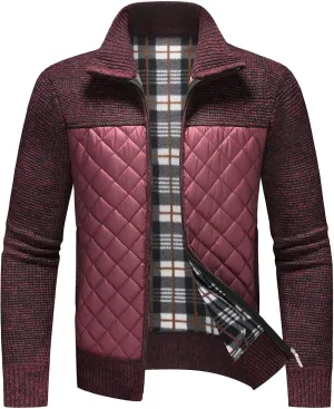 Lamgool Men's Full Zip Sweater Long Sleeve Casual Slim Fit Cardigan Sweaters