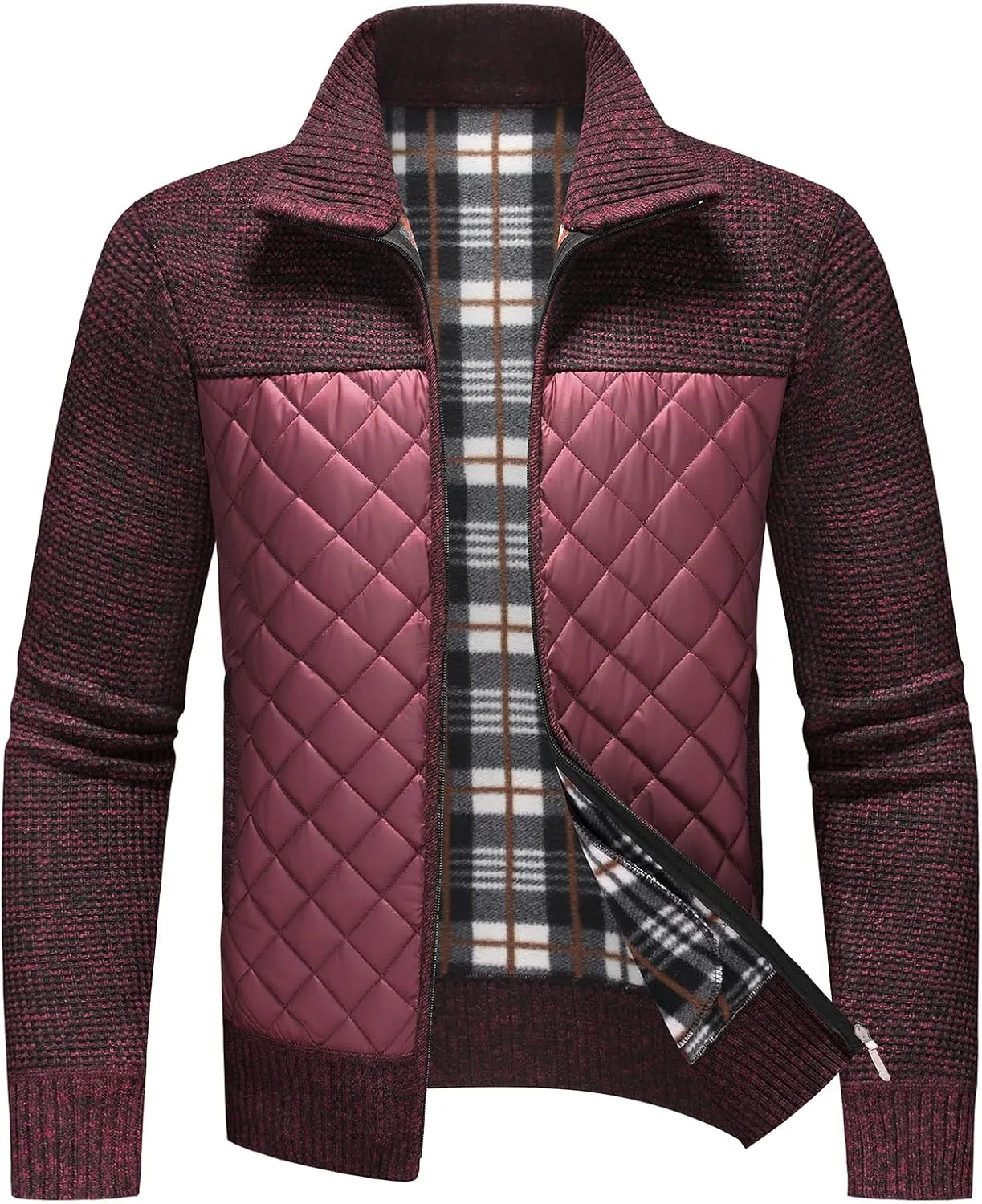 Lamgool Men's Full Zip Sweater Long Sleeve Casual Slim Fit Cardigan Sweaters