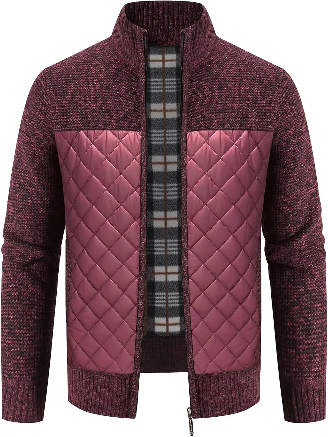 Lamgool Men's Full Zip Sweater Long Sleeve Casual Slim Fit Cardigan Sweaters
