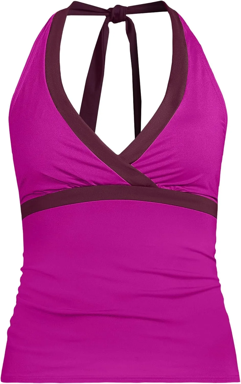 Lands' End Women's Texture V-Neck Halter Tankini Swimsuit Top