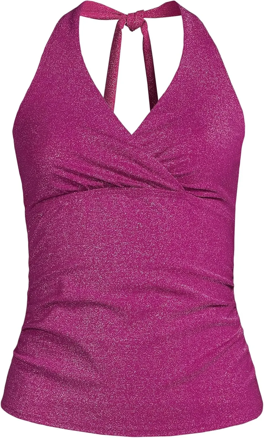 Lands' End Women's Texture V-Neck Halter Tankini Swimsuit Top