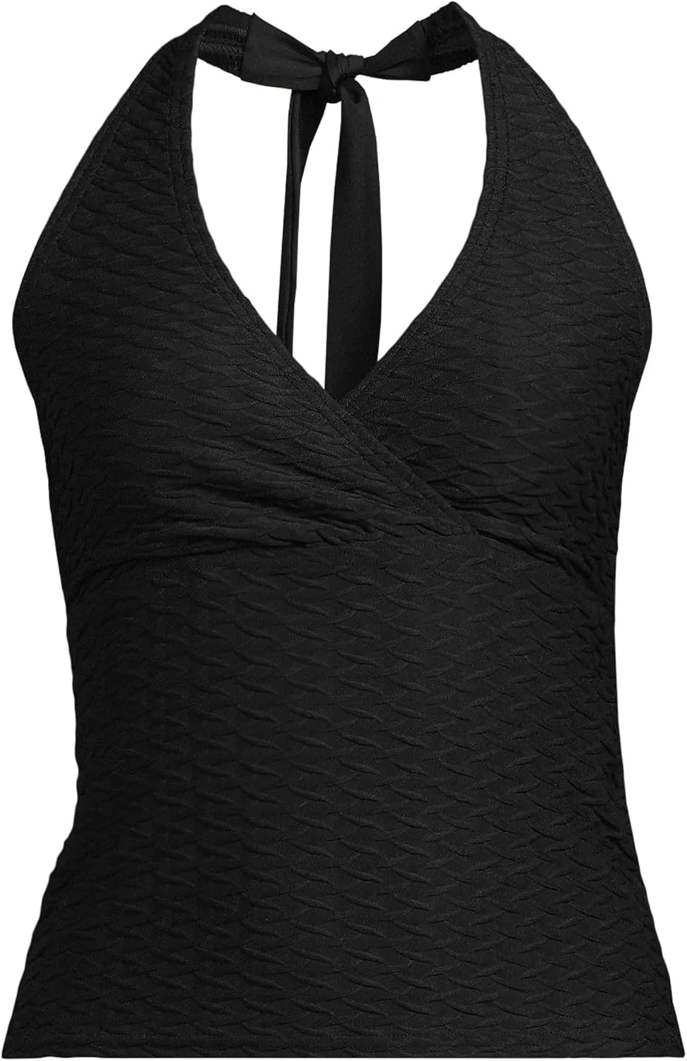 Lands' End Women's Texture V-Neck Halter Tankini Swimsuit Top