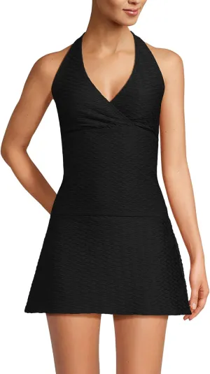 Lands' End Women's Texture V-Neck Halter Tankini Swimsuit Top