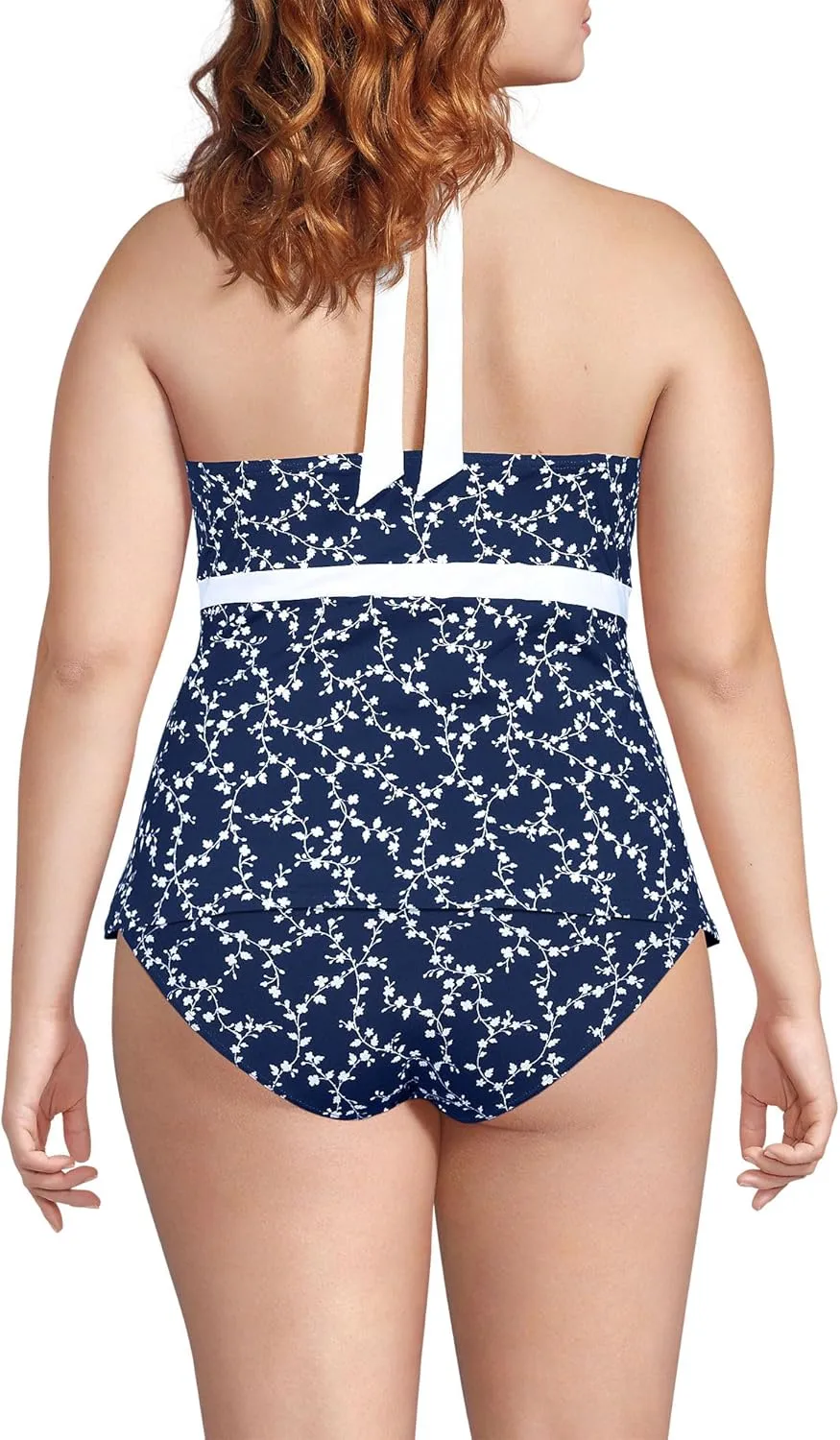 Lands' End Women's Texture V-Neck Halter Tankini Swimsuit Top