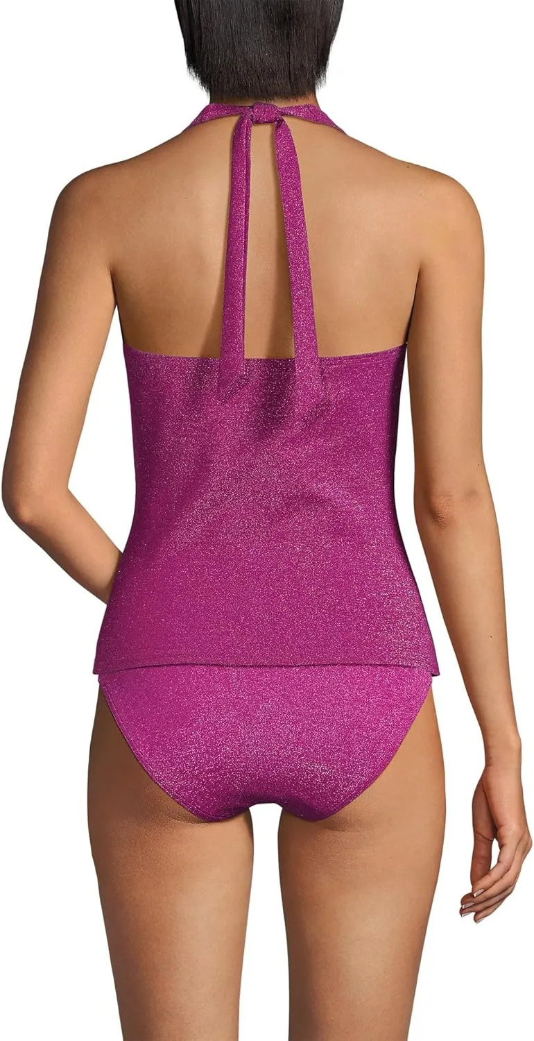 Lands' End Women's Texture V-Neck Halter Tankini Swimsuit Top