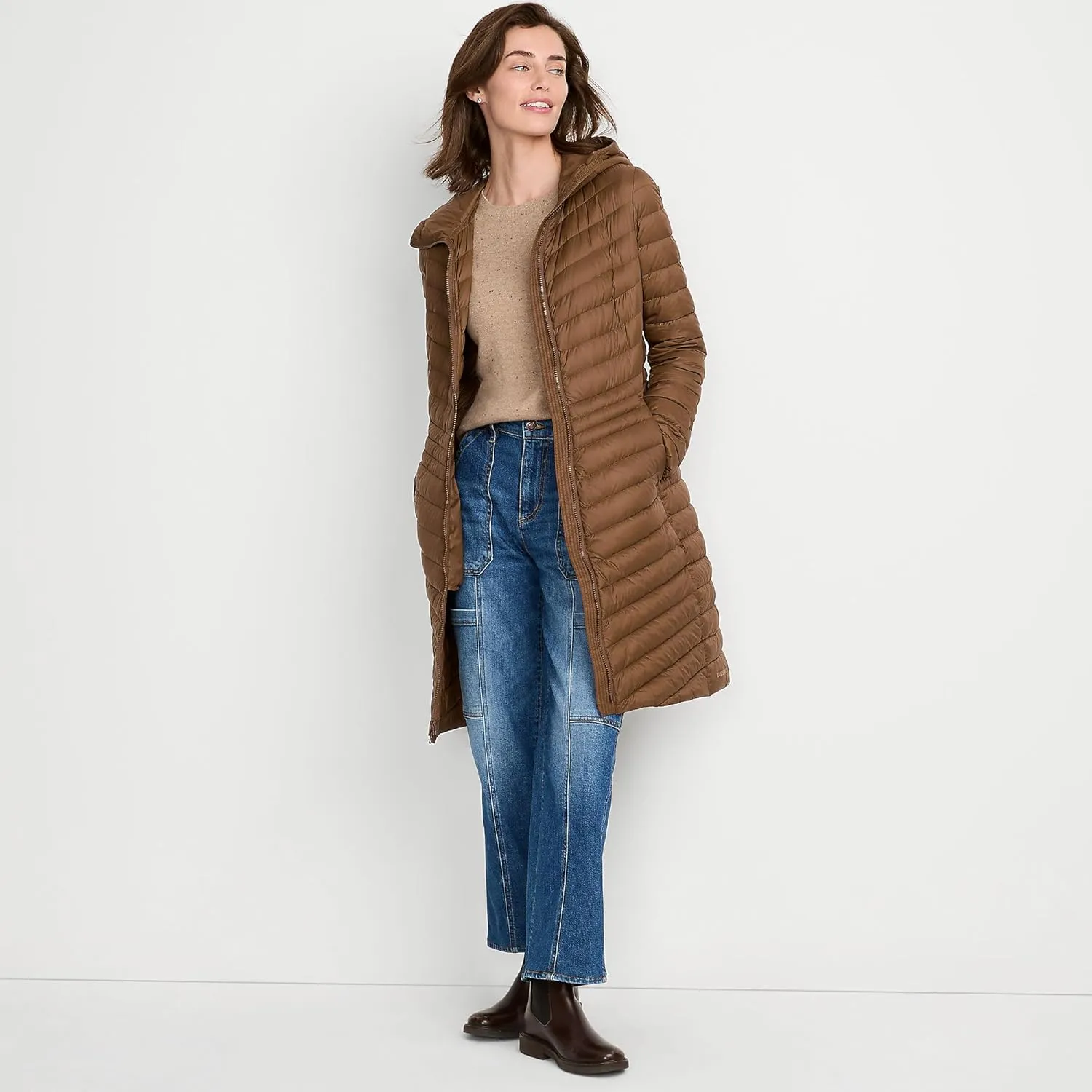 Lands' End Women's Ultralight Packable Long Down Coat